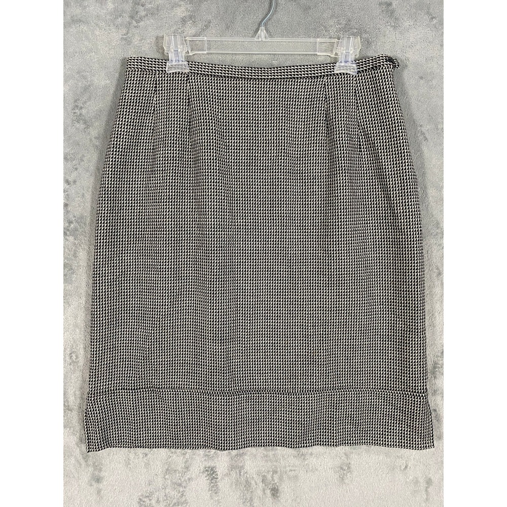 Harve Benard‎ Wool Houndstooth Pencil Skirt Black White Size 14 Vintage